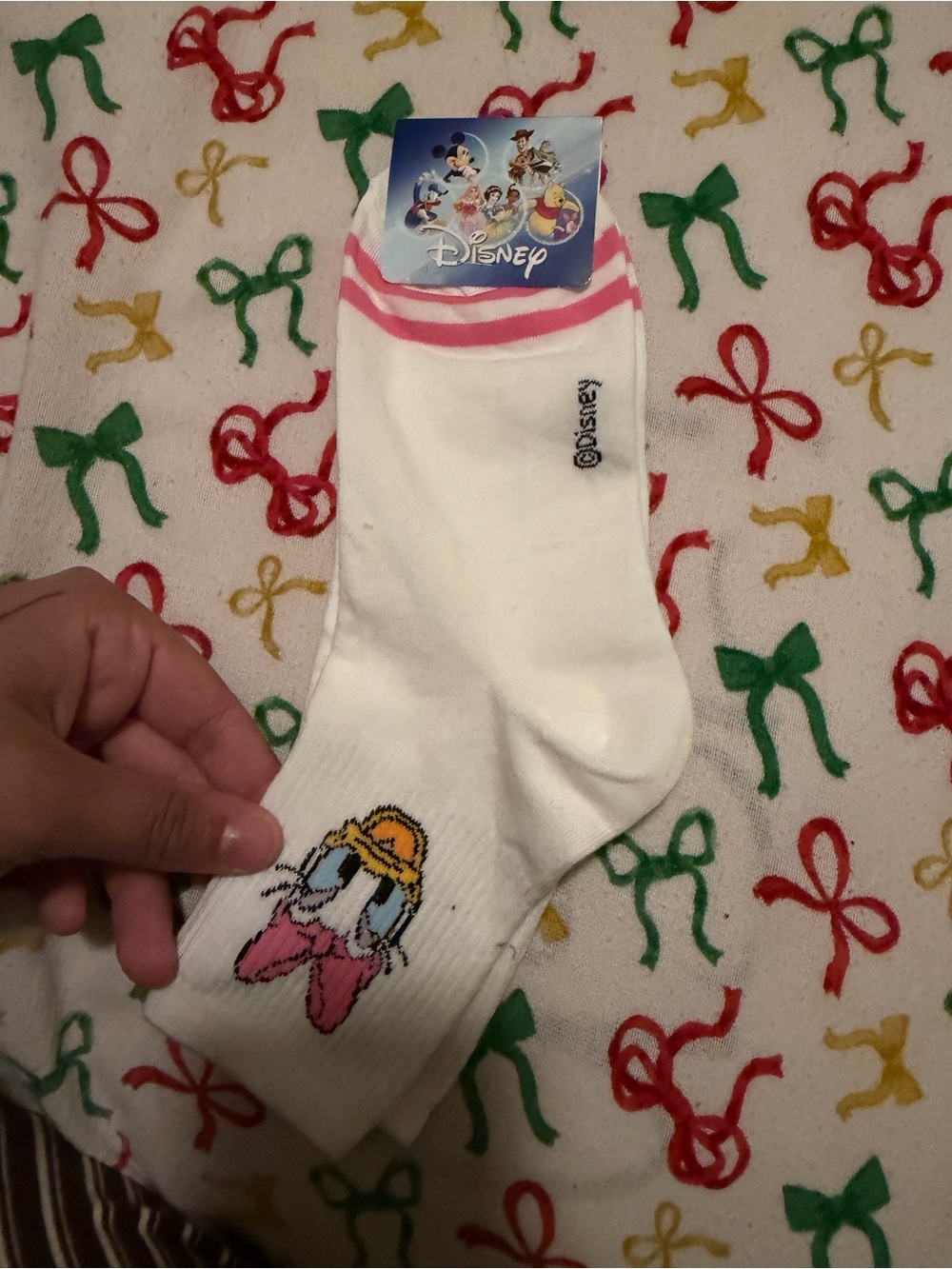 Disney Daisy Duck White & Pink Ankle Socks - Kid Girls